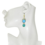 Enchanted Glass Seaview Moon & Apatite Leverback Earrings (Goldtone/Sphinx)