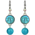 Enchanted Glass Seaview Moon & Apatite Leverback Earrings (Sterling Silvertone/Sphinx)