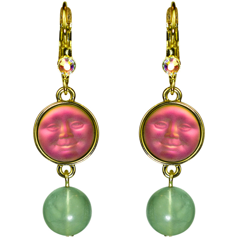 Enchanted Glass Seaview Moon & Fluorite Leverback Earrings (Goldtone/Iridis)