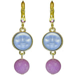 Enchanted Glass Seaview Moon & Lepidolite Leverback Earrings (Goldtone/Tanzanite AB)