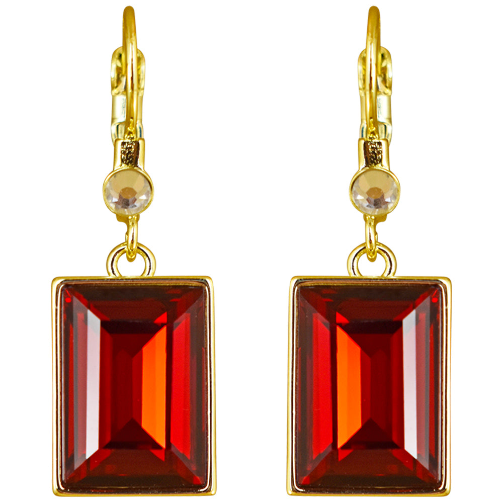 Emerald cut hot sale ruby earrings