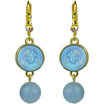 Enchanted Glass Dream Angel & Angelite Leverback Earrings (Goldtone/Lt. Sapphire)