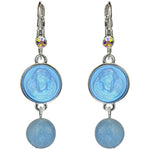 Enchanted Glass Dream Angel & Angelite Leverback Earrings (Sterling Silvertone/Lt. Sapphire)