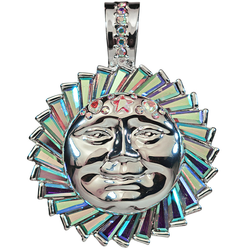 Luna Light & Love Metallic Moon Foldover Pendant (Sterling Silvertone)