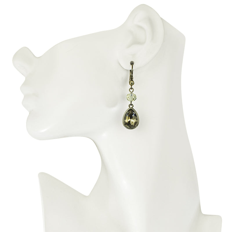 Crystal Stormy Teardop Leverback Earrings (Hematite/Black Diamond)