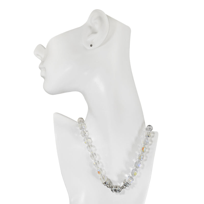 Divine Sparkle 10mm Crystal Beaded Magnetic Necklace (Silvertone/Crystal AB)