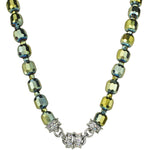 Divine Sparkle Crystal Beaded Magnetic Interchangeable Necklace (Silvertone/Green Sphinx)