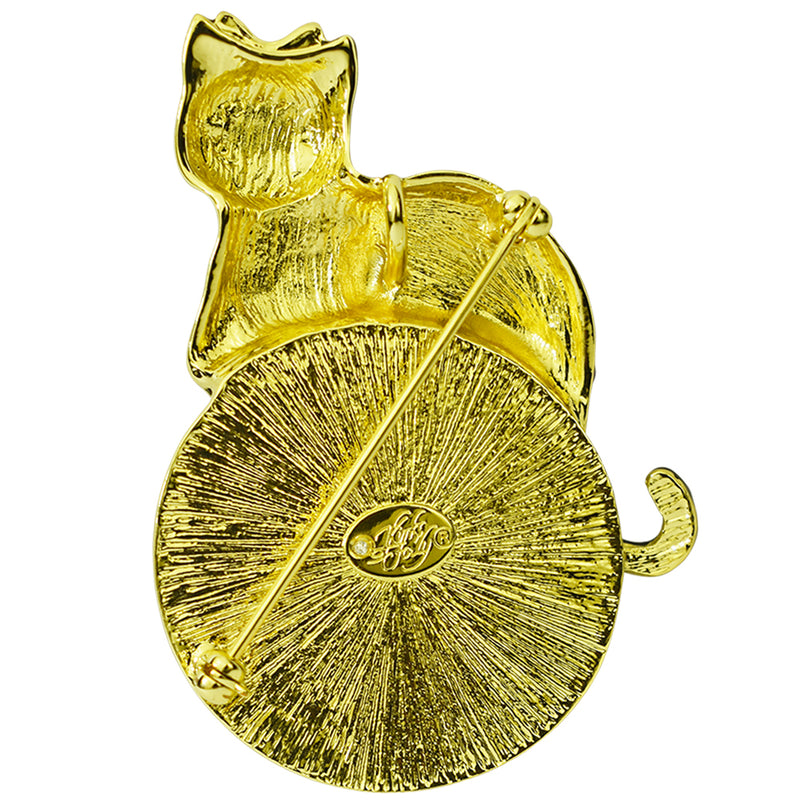 Sugar Skull Kitty Seaview Water Moon Pin Pendant (Goldtone/Fuchsia)