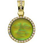 Glass Seaview Moon 25mm Foldover Magnetic Pendant (Goldtone/Green Iridis)