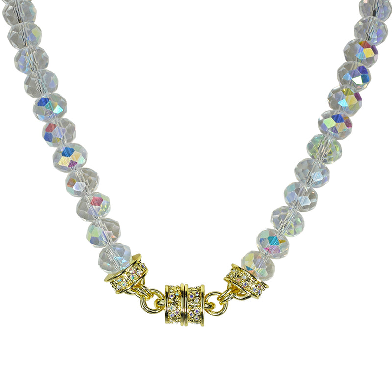 Divine Beaded 10mm Magnetic Interchangeable Necklace (Goldtone/Crystal AB)