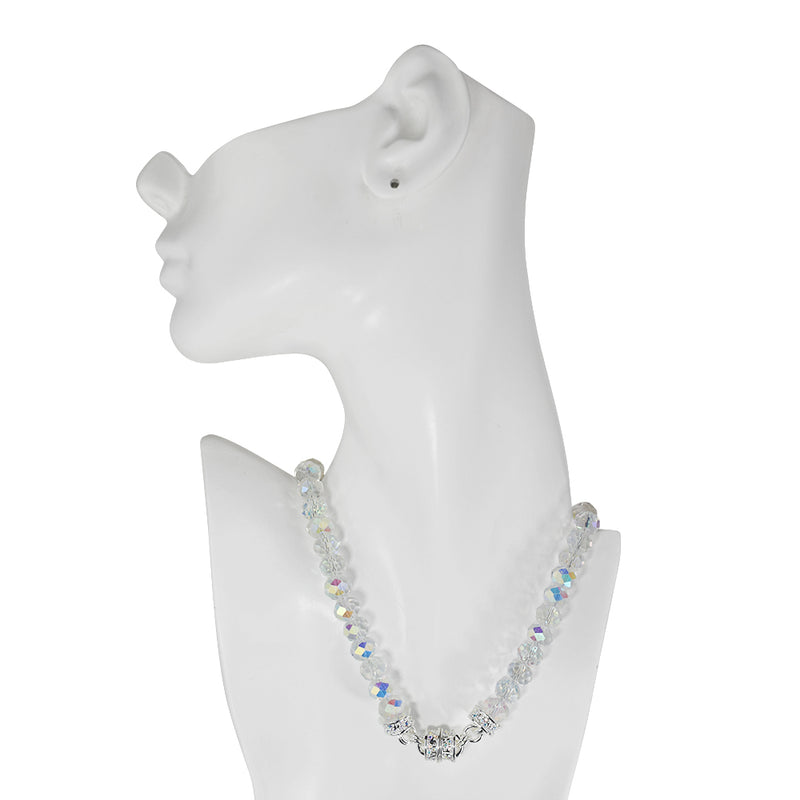 Divine Beaded 10mm Magnetic Interchangeable Necklace (Sterling Silvertone/Crystal AB)