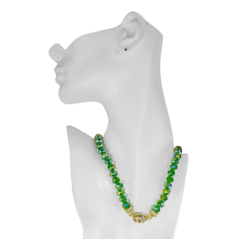 Divine Beaded 10mm Magnetic Interchangeable Necklace (Goldtone/Evergreen)
