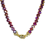 Divine Beaded 10mm Magnetic Interchangeable Necklace (Goldtone/Ruby Red)