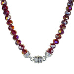 Divine Beaded 10mm Magnetic Interchangeable Necklace(Sterling Silvertone/Ruby Red)