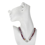 Divine Beaded 10mm Magnetic Interchangeable Necklace(Sterling Silvertone/Ruby Red)