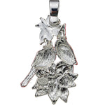 Cardinal Poinsettia Foldover Pendant with Sheer Elegance Necklace (Sterling Silvertone)