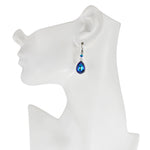 Crystal Mystic Teardrop Leverback Earrings (Sterling Silvertone/Blue Sphinx)
