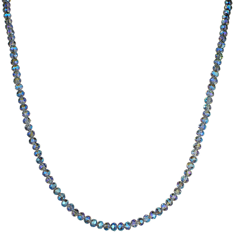 Shimmer Bead 32" Necklace (Sterling Silvertone/Mystic Blue)