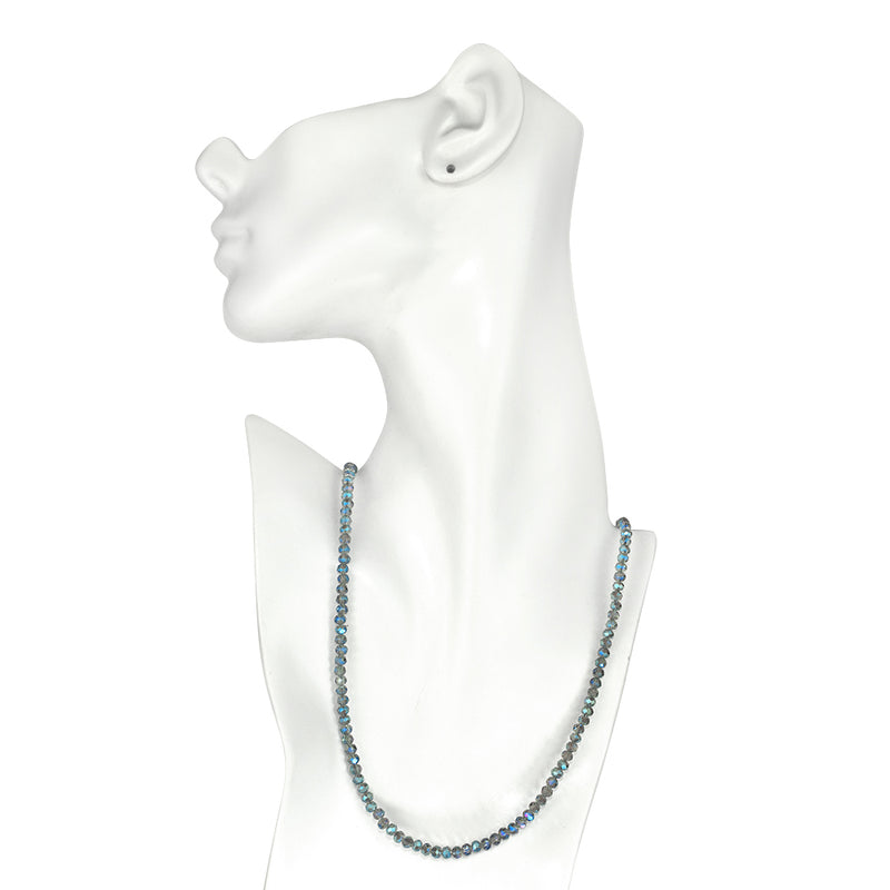 Shimmer Bead 32" Necklace (Sterling Silvertone/Mystic Blue)