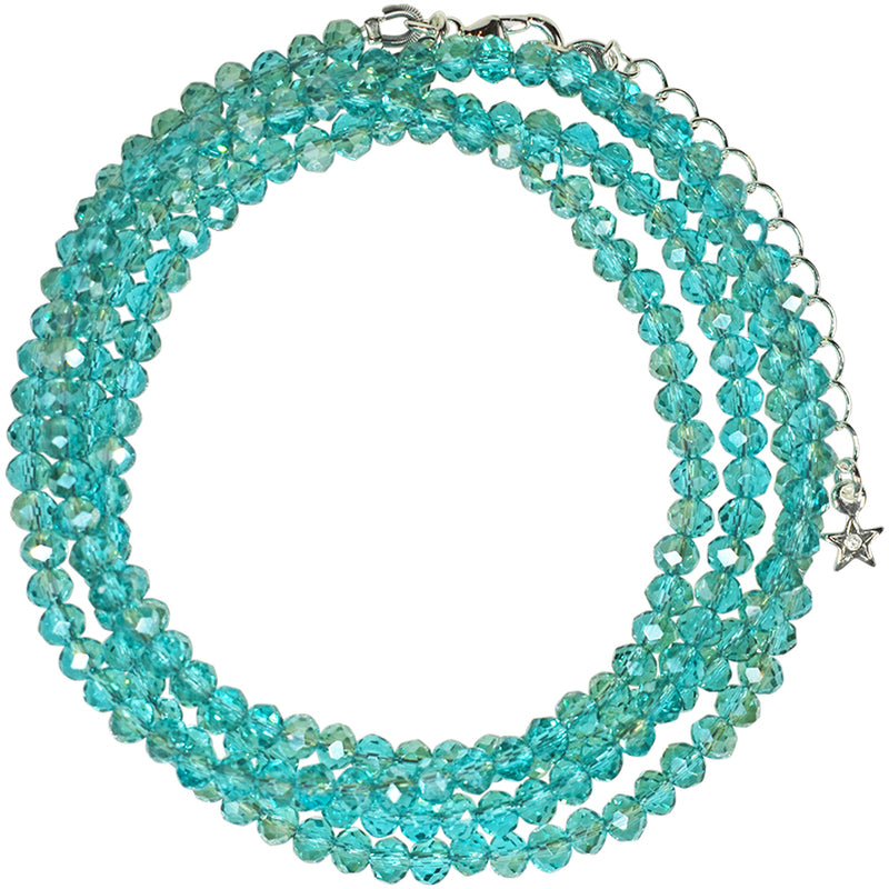 Shimmer Bead 32" Necklace (Sterling Silvertone/Teal)