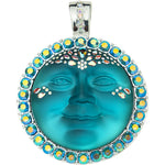 Grand Dutchess 35mm Seaview Moon Foldover Pendant (Sterling Silvertone/Teal)