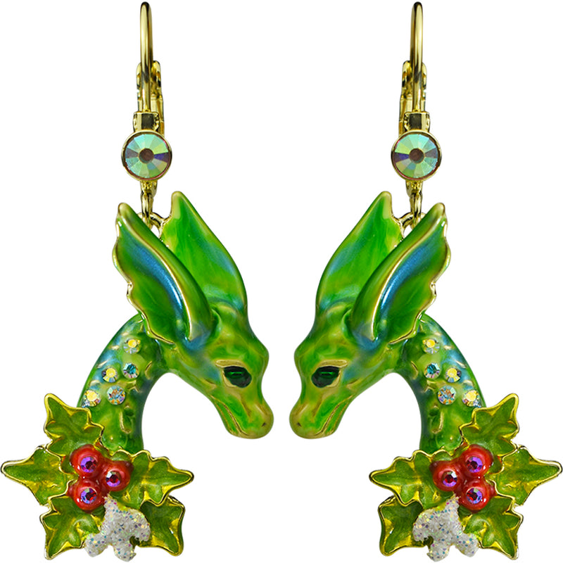 Holiday Dreams Dragon Leverback Earrings (Goldtone)