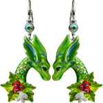 Holiday Dreams Dragon Leverback Earrings (Sterling Silvertone)