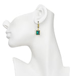 Brilliant Emerald Cut Petite Leverback Earrings (Goldtone/Emerald Green)