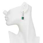 Brilliant Emerald Cut Petite Leverback Earrings (Sterling Silvertone/Emerald Green)