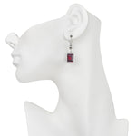 Brilliant Emerald Cut Petite Leverback Earrings (Sterling Silvertone/Ruby Red)