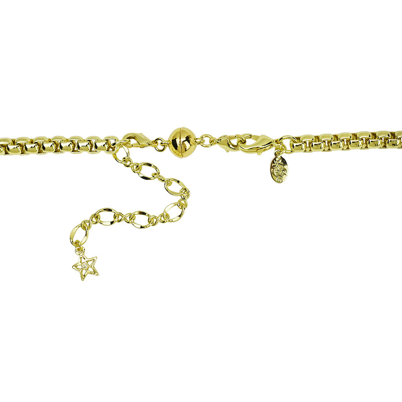 Divine Luxury Box Chain Magnetic Closure 18" Necklace (Goldtone)
