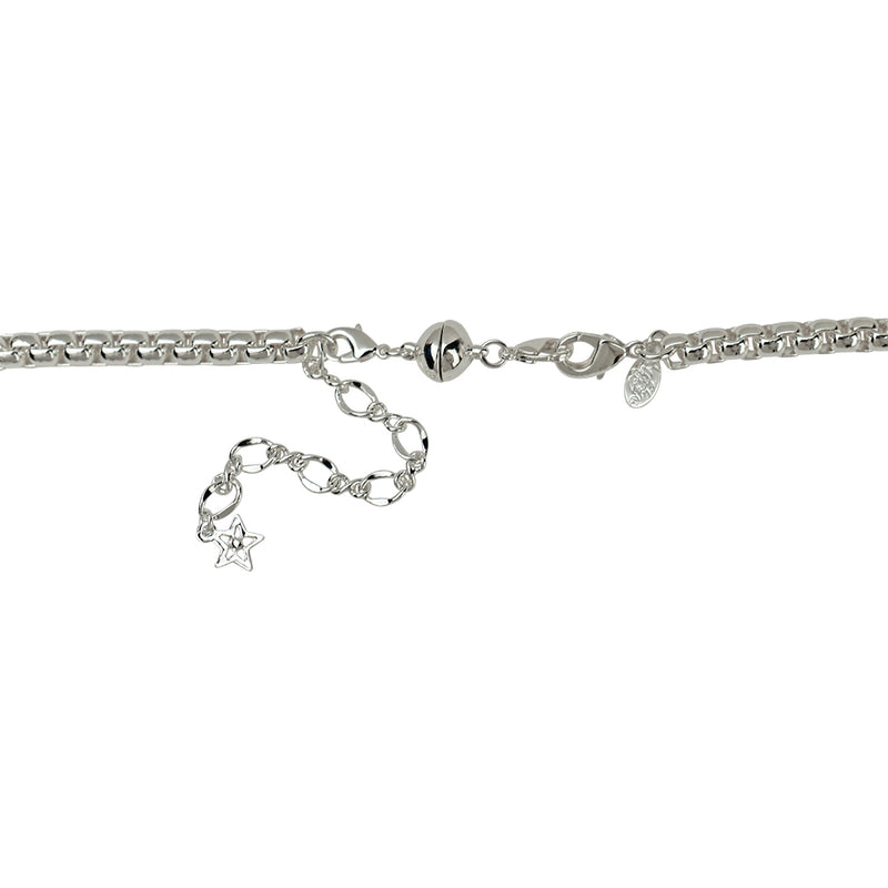 Divine Luxury Box Chain Magnetic Closure 30" Necklace (Sterling Silvertone)