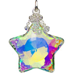 Super Star Crystal Open Ring Charm With FREE Shimmer Bead 32" Necklace (Sterling Silvertone/Crystal AB))