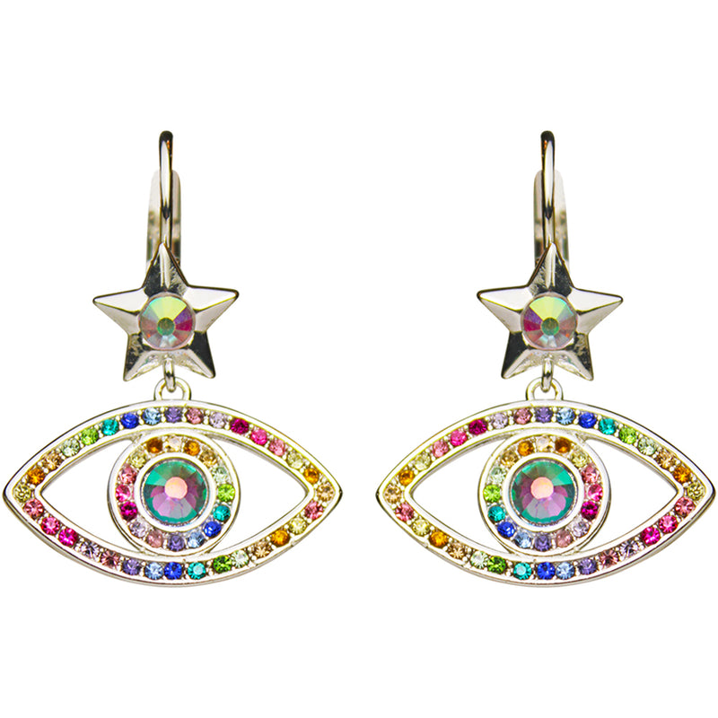 Angel Eye Leverback Earrings (Sterling Silvertone)