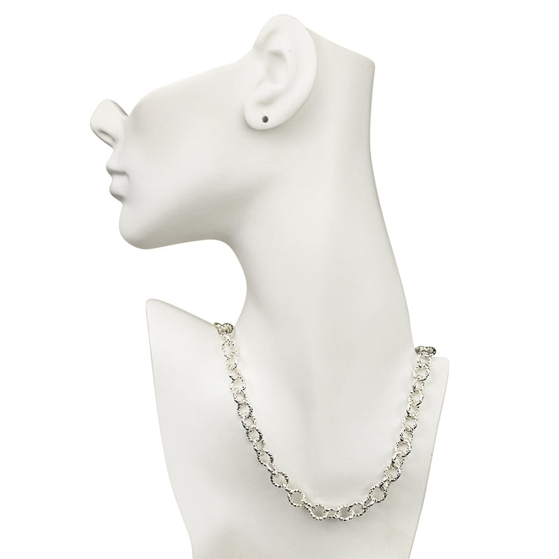 Riviera Crystal Magnetic Closure Necklace (Sterling Silvertone)