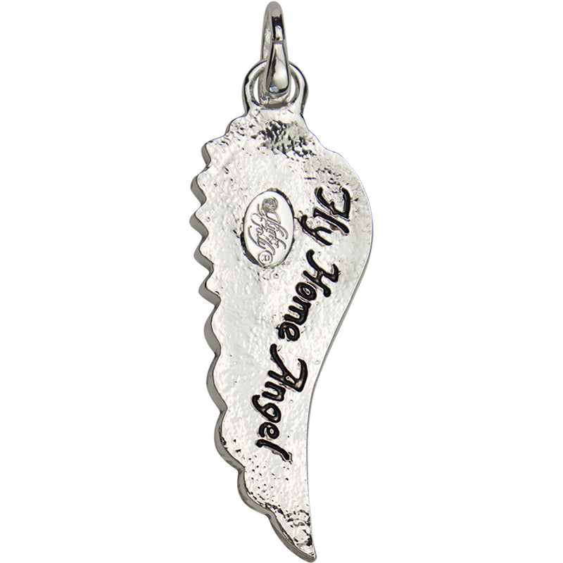 Fly Home Angel Open Ring Charm (Sterling Silvertone)