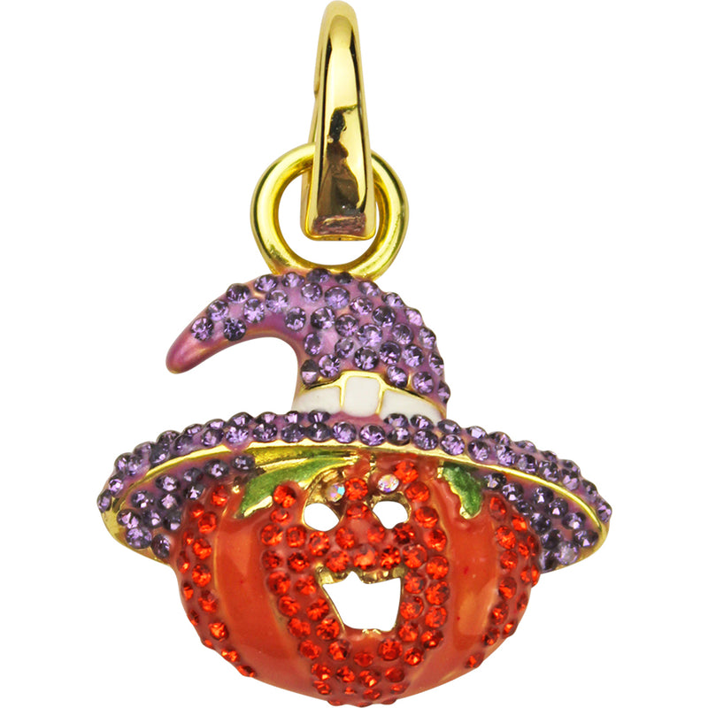 Witchy Pumpkin Open Ring Charm (Goldtone)