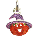 Witchy Pumpkin Open Ring Charm (Sterling Silvertone)