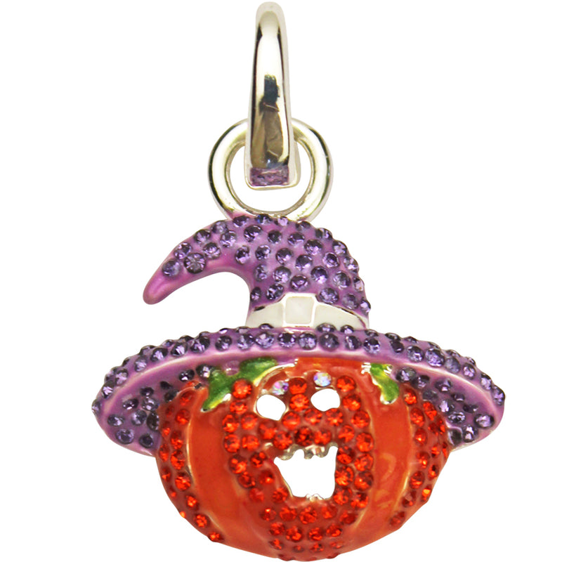 Witchy Pumpkin Open Ring Charm (Sterling Silvertone)