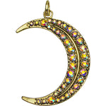Sisters Of The Moon Open Ring Charm With Free 18" Shimmer Bead Necklace (Goldtone/Mystic Iridis)