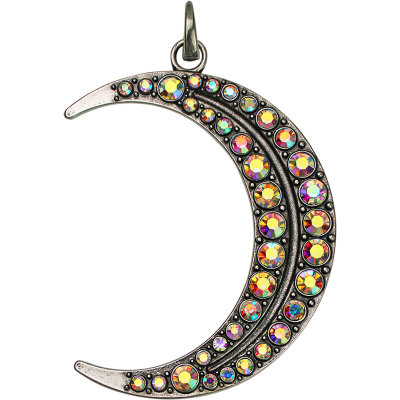 Sisters Of The Moon Open Ring  Charm With FREE 18 Shimmer Bead Necklace (Silver Ox/Burnt Orange)