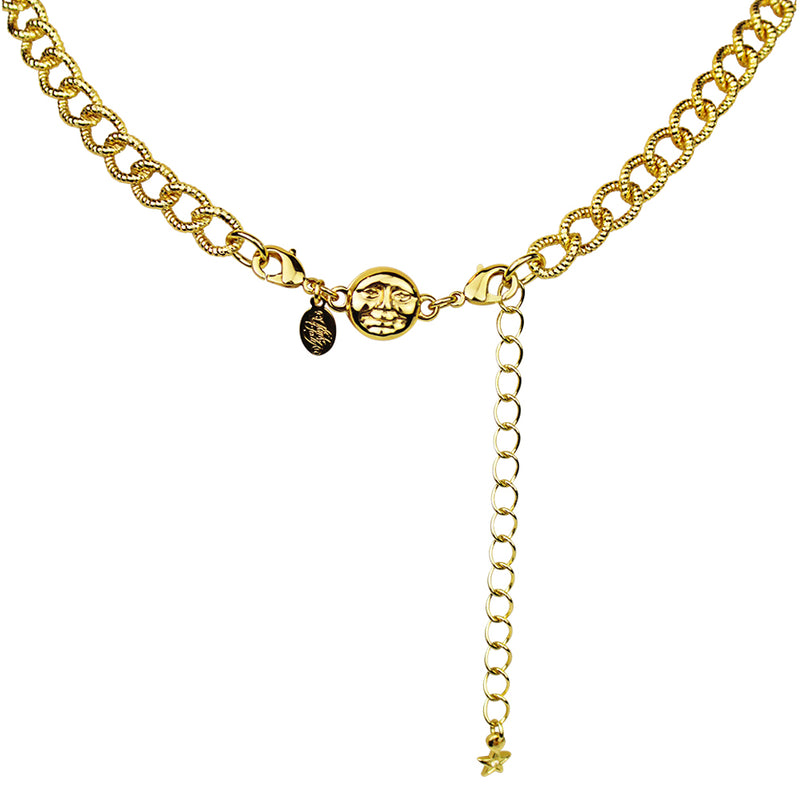 The Paris Chain Necklace With Seaview Moon Magnetic Closure (Goldtone)