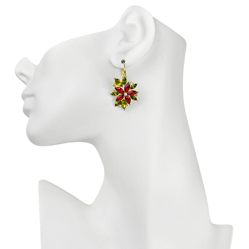 Poinsettia Passion Leverback Earrings (Goldtone)