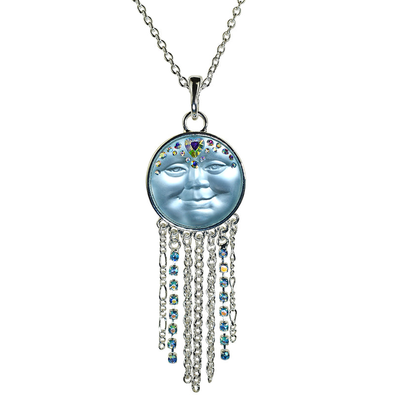 Goddess Seaview Moon Dancing Necklace (Sterling Silvertone/Lt. Sapphire)