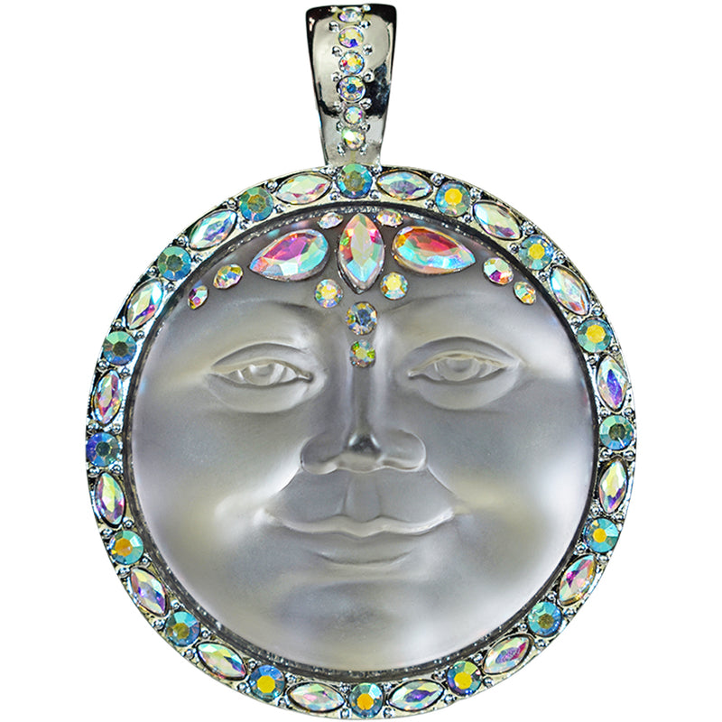 Enchantress Seaview Moon 35mm Foldover Pendant (Silvertone/Stormy Grey)