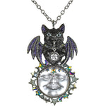 Bat Cat Venus Stormy Seaview Moon Statement Necklace Ornament (Silver Ox/Stormy)