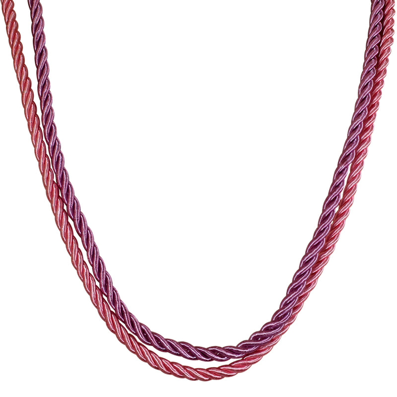Set of 2 Mystic Cord Necklaces (Silvertone/Pink/Mauve)