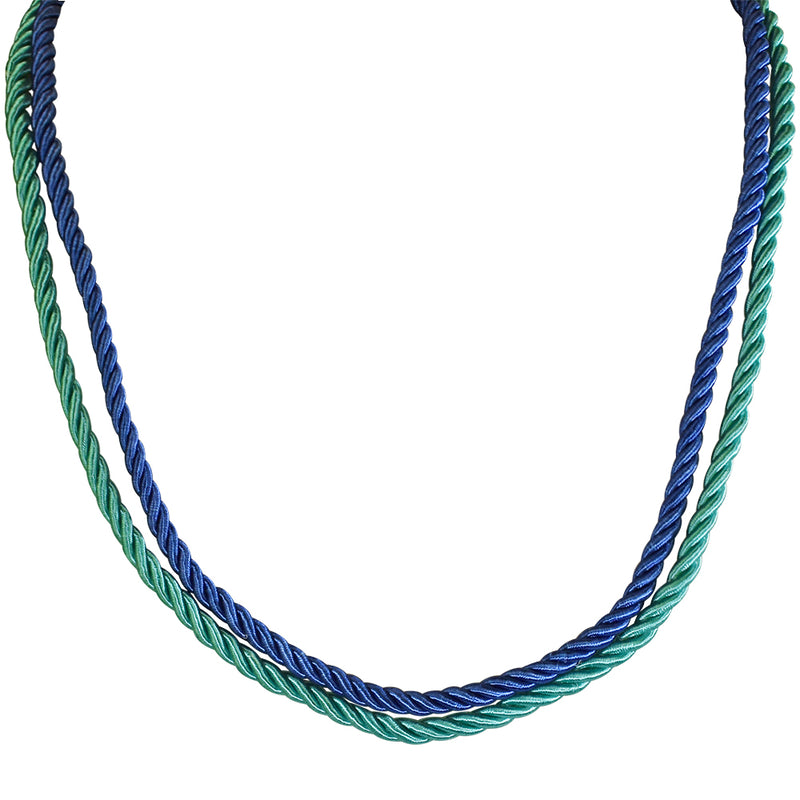 Set of 2 Mystic Cord Necklaces (Goldtone/Blue/Azure)