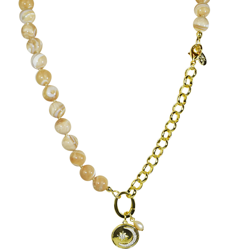 Dreamer 10mm Mother Of Pearl Add A Charm Necklace (Goldtone/Mother Of Pearl)