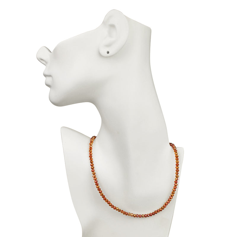 Shimmer Bead 18" Necklace (Brasstone/Burnt Orange)